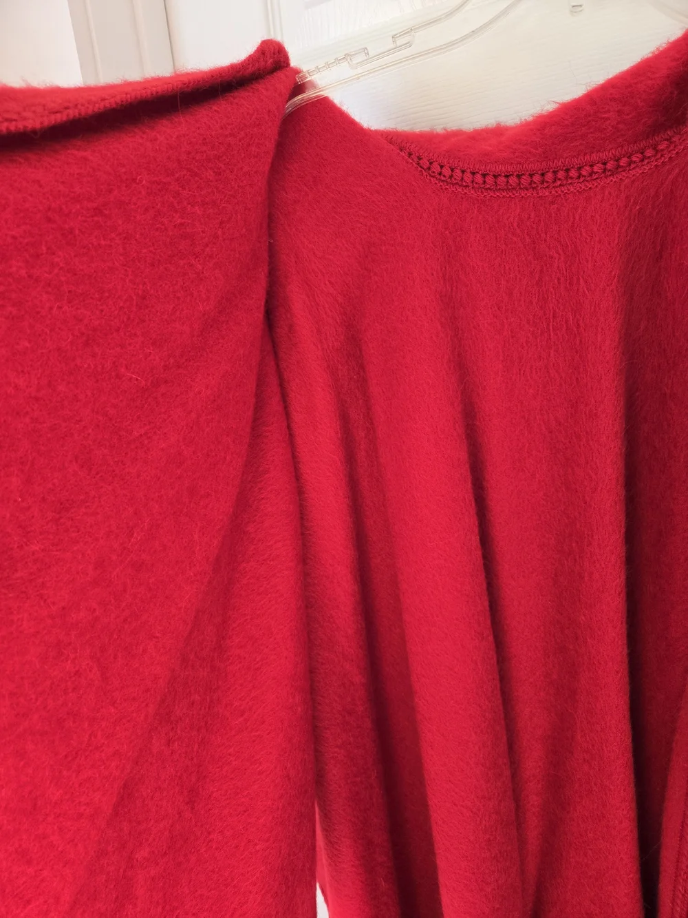 Alpaca Camargo Luxury Vintage Red Cape Button-Front Poncho Coat - Picture 10 of 12